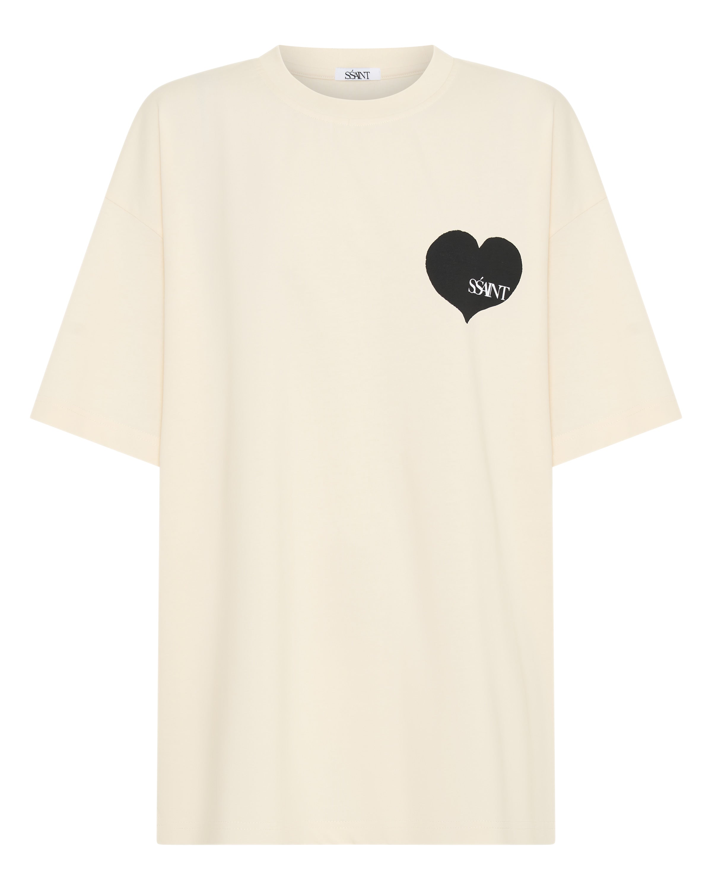 SŚAINT Heart Tee: Cream & Black