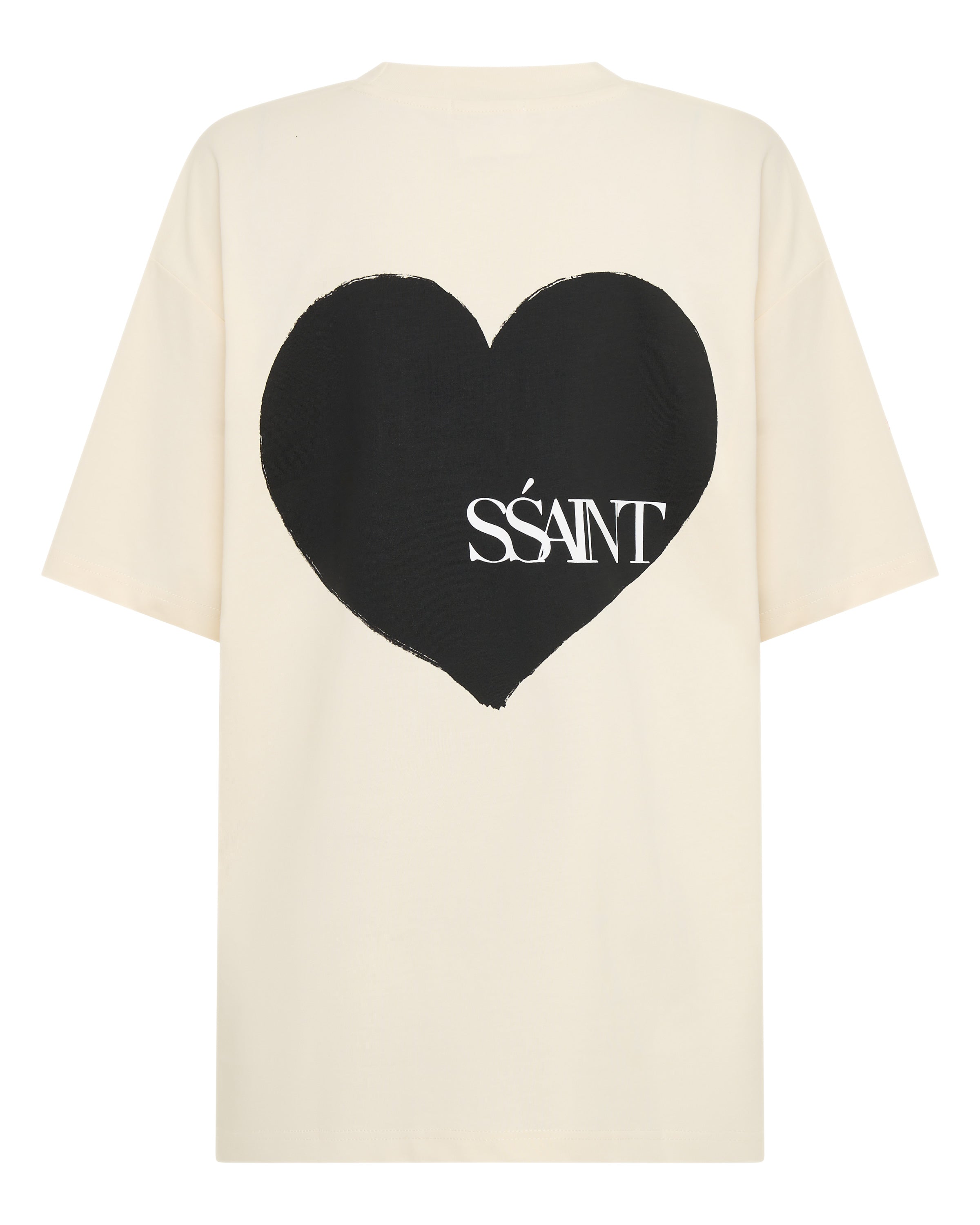 SŚAINT Heart Tee: Cream & Black