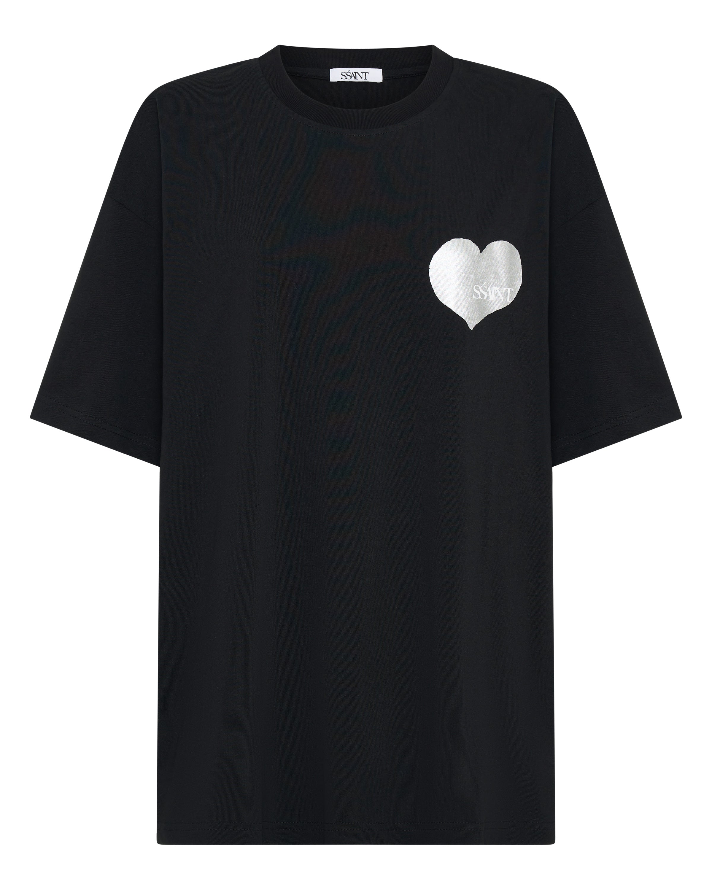 SŚAINT Heart Tee: Black & Silver