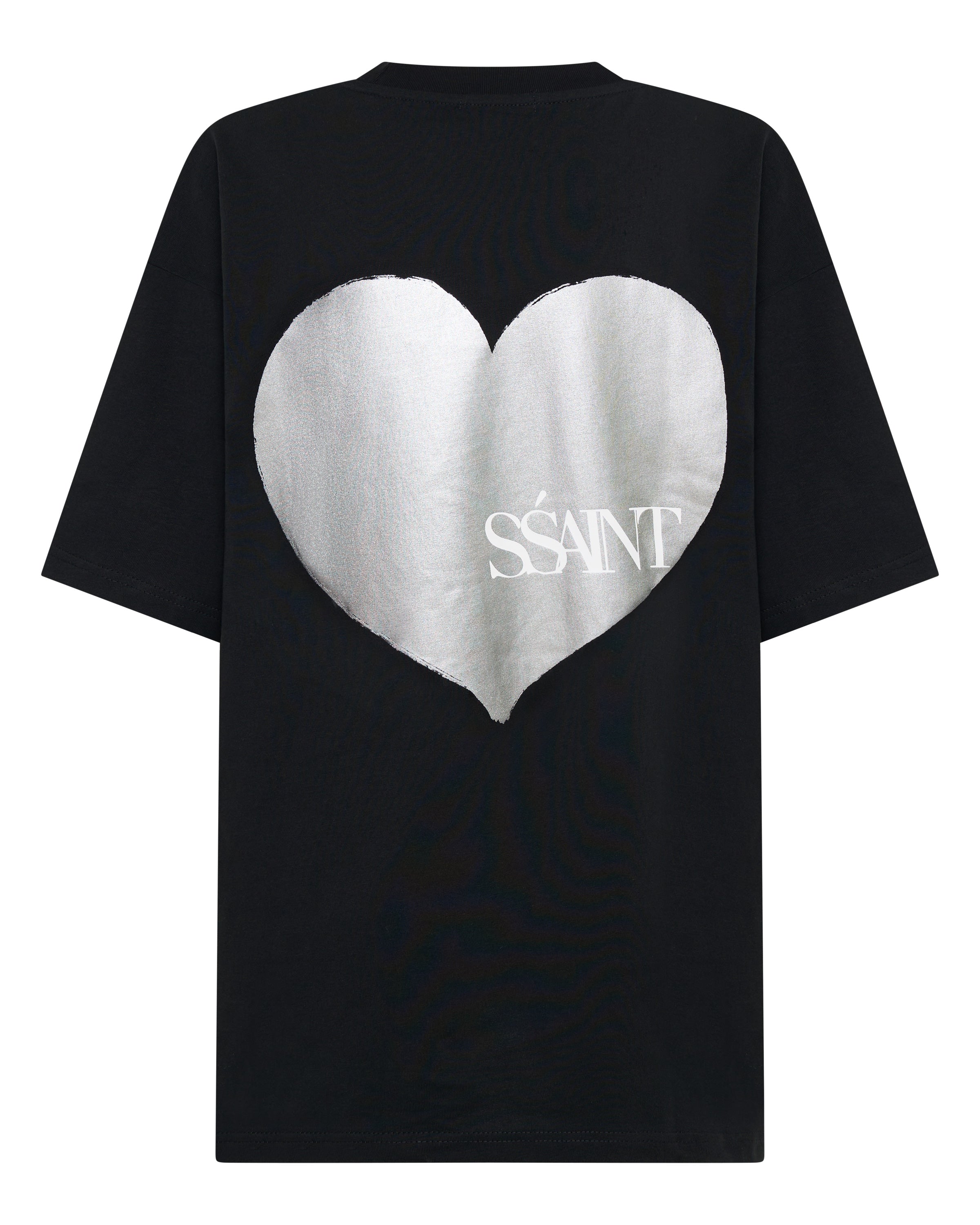 SŚAINT Heart Tee: Black & Silver