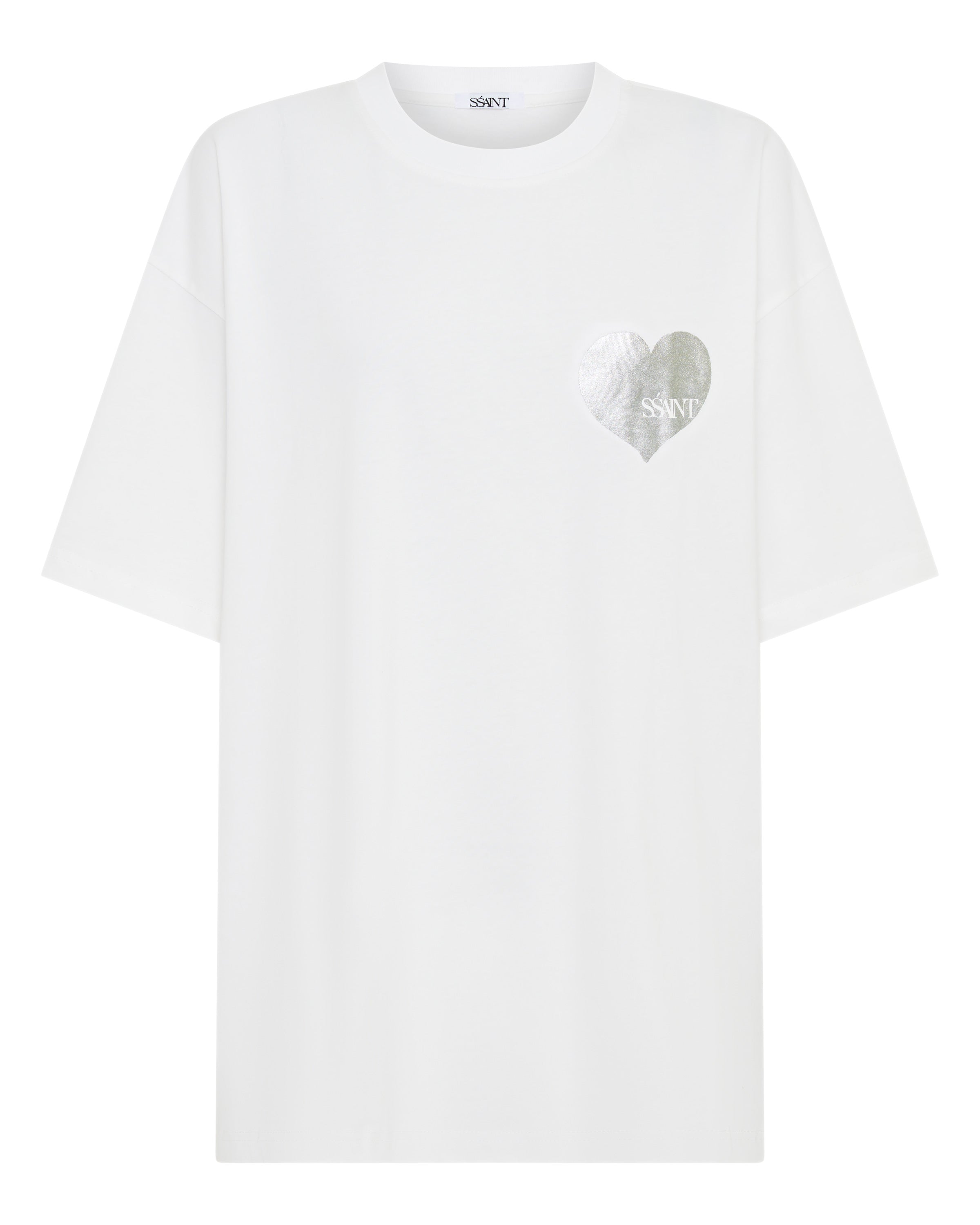 SŚAINT Heart Tee: White & Silver