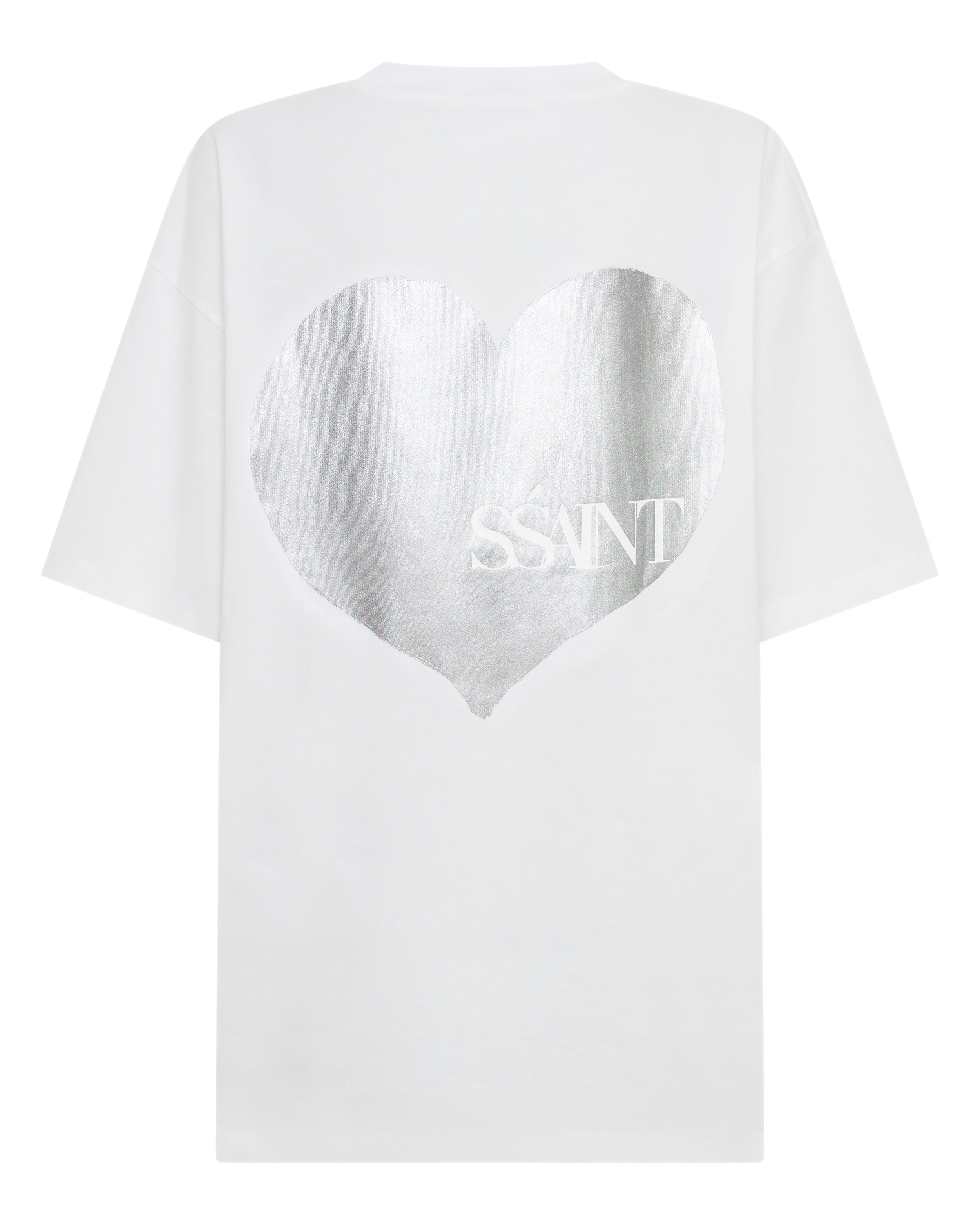 SŚAINT Heart Tee: White & Silver