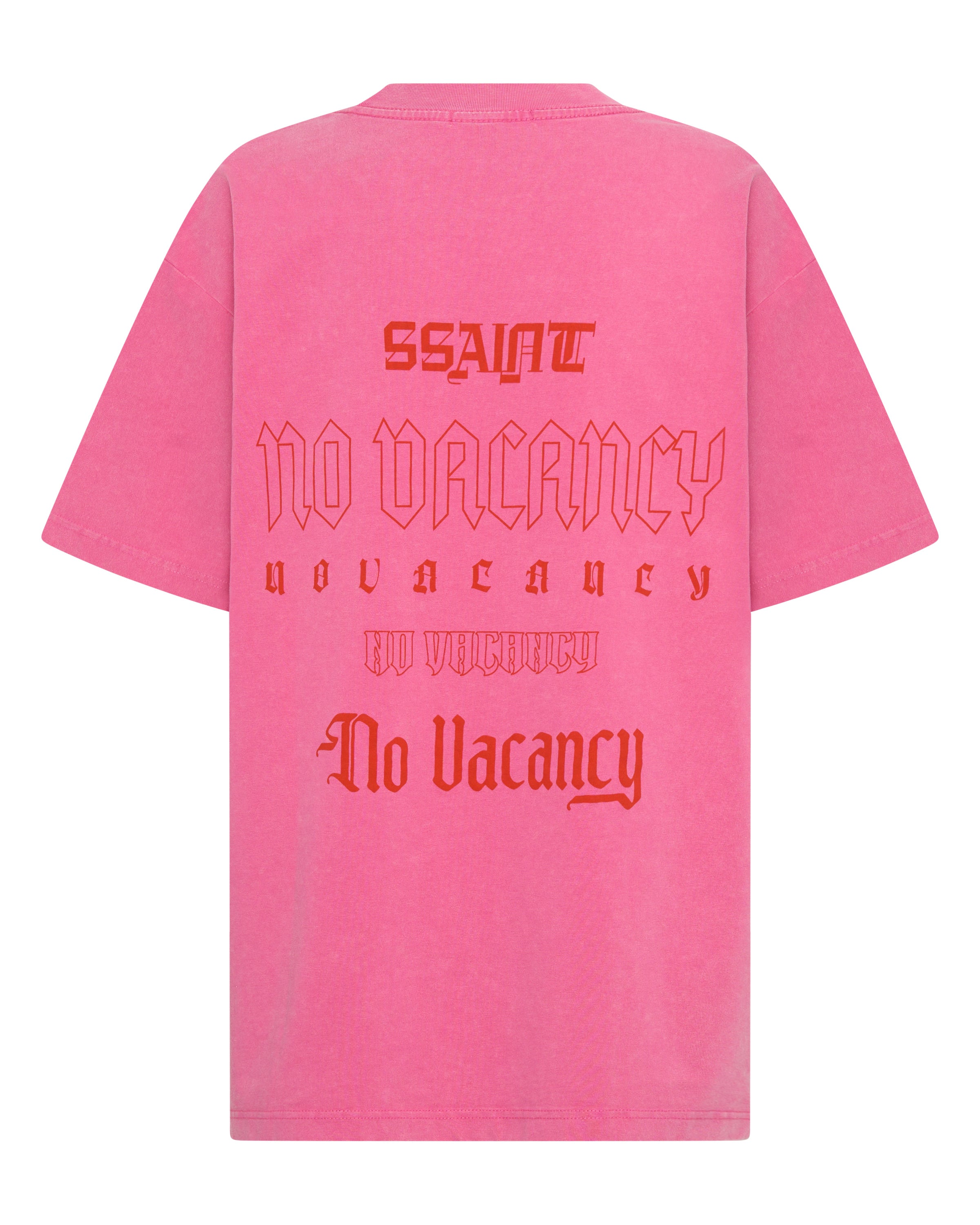 No Vacancy Tee Dark Pink Acid Wash